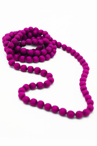 Collar Seda Cuenta Madera Mediana 1 cm- 2 Vueltas