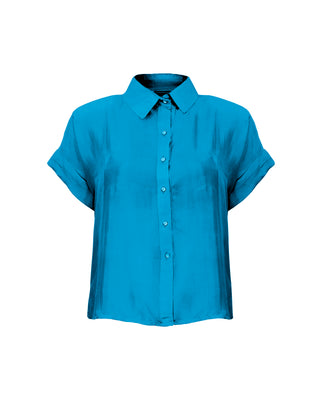 Camisa Seda Manga Corta Lara - Colores Agua y Tierra