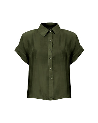 Camisa Seda Manga Corta Lara - Colores Agua y Tierra
